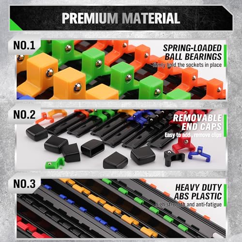 Swanlake 18-Piece Socket Organizer Set with 238 Clips for Tool Storage