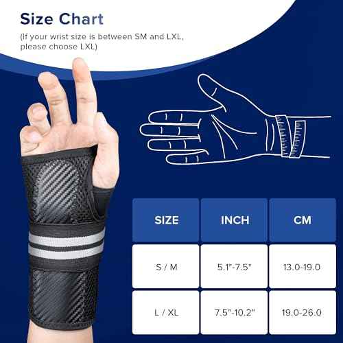 Carpal Tunnel Wrist Brace Night Support for Men Women - Adjustable Wrist Support Splint with 3 Straps, Hand Brace for Pain Relief, Tendinitis, Arthritis, Sprain (Right Hand, L/XL)