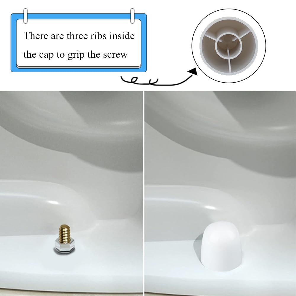Toilet Bolt Caps Toilet Bolt Covers Toilets Screw Cover Caps Decorative 4 Pieces 1.26 Inch Height Avoid The Hassle of Trimming Bolts fit a lot of Model Toilets White Plastic Ckyleole