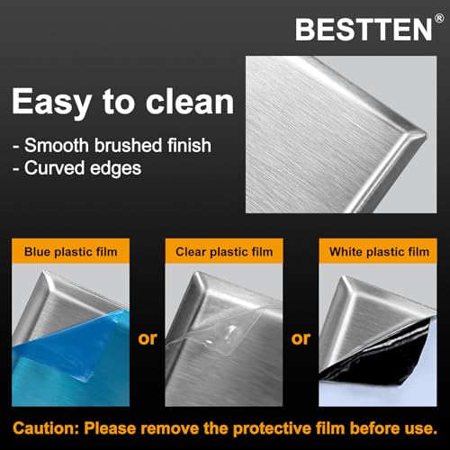 BESTTEN 10-Pack Metal Wall Plate for Outlets, 1 Gang Duplex, Brushed Stainless Steel