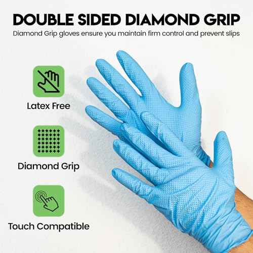 10 Mil Nitrile Non-Sterile Gloves | Heavy Duty Disposable | Diamond Texture | Latex Free | Blue | XL