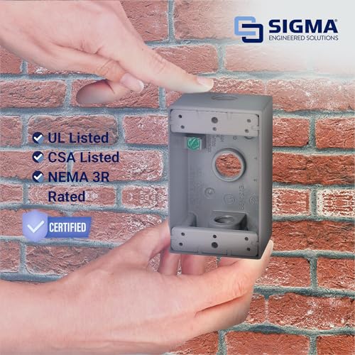 Sigma Engineered Solutions Weatherproof 1/2-Inch 3-Hole 1-Gang Electrical Box, Gray - No Size