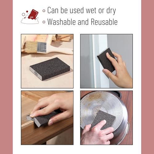 Bates- Putty Knife Set with Sanding Sponge, 10 pcs, Plastic Paint Scraper, Sandpaper Block, Putty Knives, Sandpaper Block Sander, Spackle Tool, Plastic Putty Knife Set