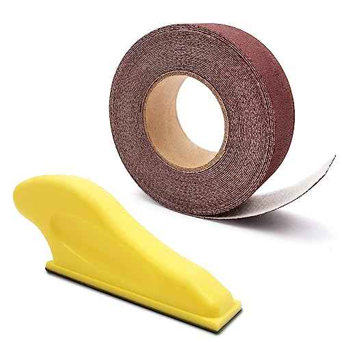 Mini Sander for Small Wood Projects Plus Hook and Loop Sandpaper Roll (1''x20'), Micro Sander Kit Tool Craft Sander for Crafting, Sanding, Tight Space, Precision Finger Detail Sander (240 Grit)