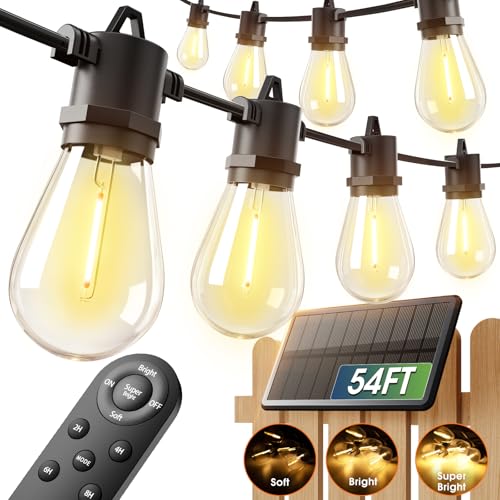 addlon 54FT Solar String Lights Outdoor with USB & Remote Control 48+6FT, 20+ Hrs Lasting, Multi-Mode