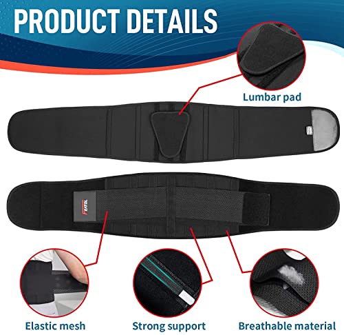 FEATOL Back Brace for Men & Women, Lower Back Support, Sciatica Pain Relief, Black Large/X-Large