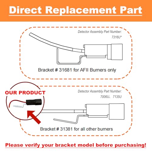 Beckett 7006U Cad Cell Flame Sensor Kit with 31.1" Lead Wires - Replacement for AF/NX/SR/SF Burner Oils