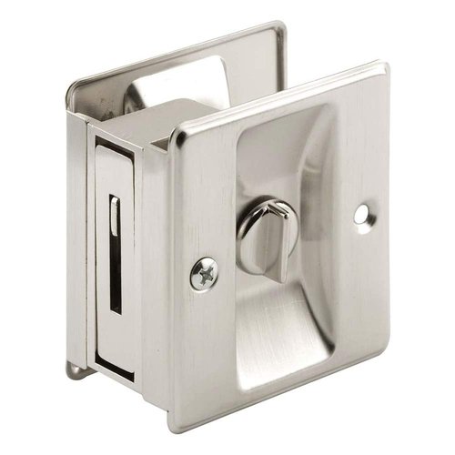 Prime-Line N 7239 Pocket Door Privacy Lock with Pull - Replace Old or Damaged Pocket Door Locks Quickly and Easily – Satin Nickel (Single Pack)