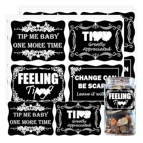3x4inch Tipping Sticker Tipping Greatly Appreciated Tipping Me Baby Feeling Tipping Change Can Be Scary Your Waiter Waitresses Bumper Stickers for Party Store Bar Coffee Restaurant Car Laptop 8pcs