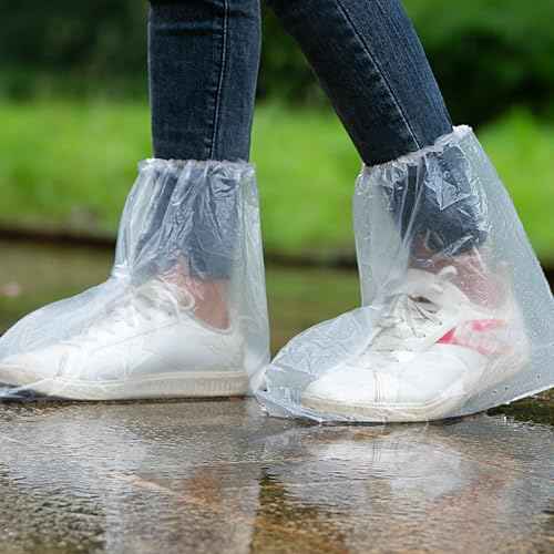 10 Pairs Waterproof Shoe Covers for Rain - Disposable Plastic Rain Shoe Covers - Non-Slip Indoor Outdoor Rain Cover for Shoes,Plastic Overshoes for Men Women -Water Proof Boot Protector ? Clear