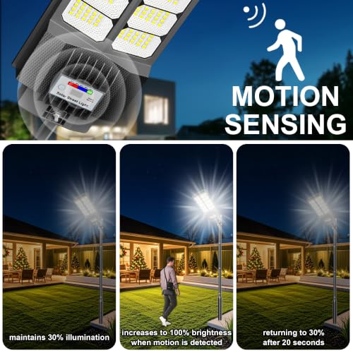 Vzyhik 6500W Solar Street Lights Outdoor Waterproof 2 Pack - Bright Motion Sensor Parking Lot Lighting