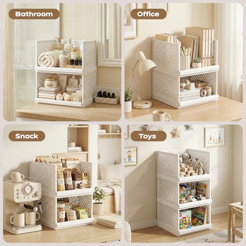 Stackable Closet Storage Bins 3 Pack — Adjustable Organizers for Wardrobes & Home
