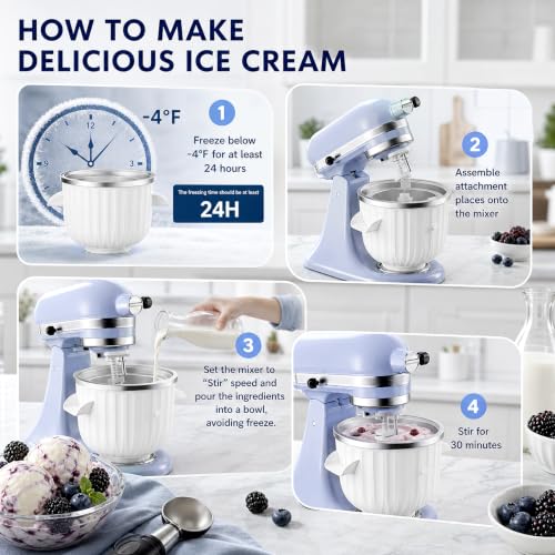 GVODE Ice Cream Maker Attachment for KitchenAid Stand Mixers - Stripes