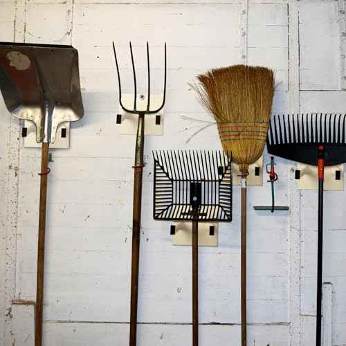 Zonon 2 Pcs Tool Rack for Shovels Spades Rakes Brooms Shovel Holder for Truck and Shovel Rack Heavy Duty Powder Coated Steel Wall Mount Storage Organizer Garage and Shed