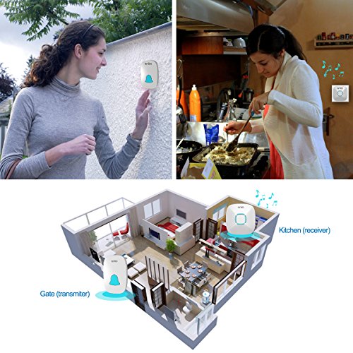 Lovin Waterproof White Wireless Doorbell Kit with 36 Chimes & LED Flash, 1000ft Range