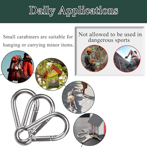 SILVER 100PCS Heavy Duty Spring Snap Hooks Carabiner Clips 2.4IN