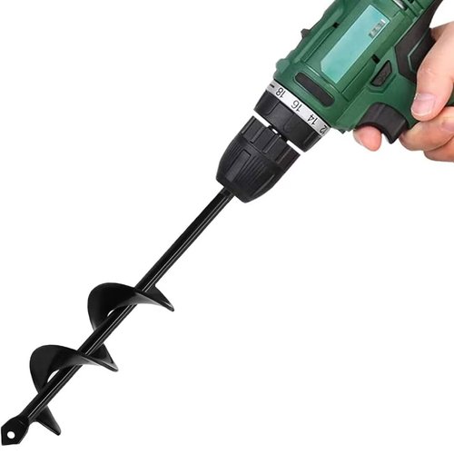 Berfea Garden Auger Drill Bit Post Hole Digger Auger Bulb Planter Tool 1.6 x 8.7 in, Hex Shank Rust-Proof Steel, for Digging Holes Deep Cultivating,Planting Bulbs