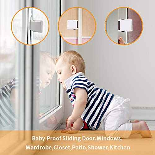 Goodv Child Proof Window Sliding Door Lock 2 Grey Packs (Suit for Working Space Over 0.42in and Under 1.18in) Security Your Baby Safe and Protect Kid outof Dangerous at Home (2, Grey)