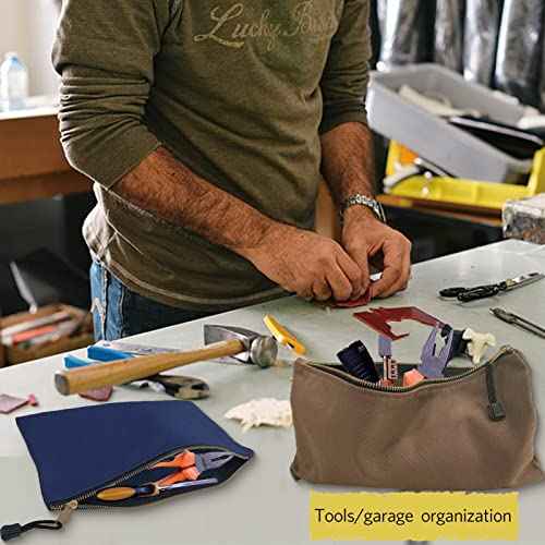 7 Pack Canvas Tool Bag Zipper Pouch - Heavy Duty 16 oz. Canvas Tools Utility Pouches, Multipurpose Storage Organizer Tote Bags with Dependable Metal Zippers, 12.5 x 7-Inch