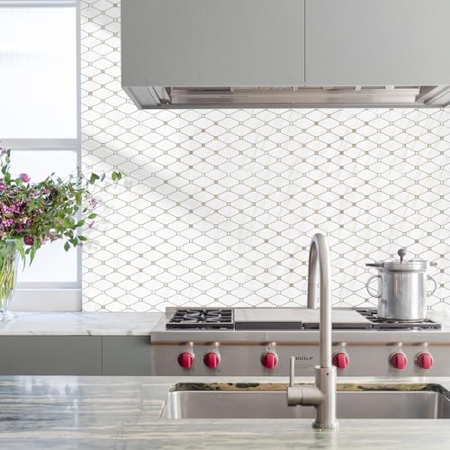 STICKGOO Peel and Stick Backsplash Tiles 10 Sheets - Polished Dolomite Mix Metal Design