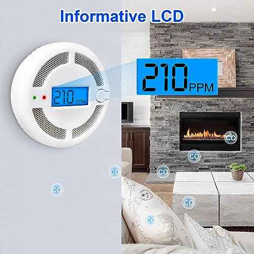 Carbon Monoxide Detectors with LED Digital Display, Portable Carbon Monoxide Alarms for Home, CO Alarm with UL2034, Replaceable Batteries (Batteries NOT Included),1 Pack
