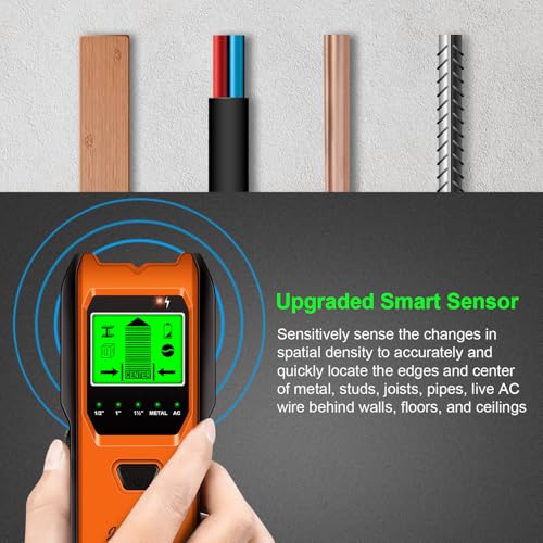 Jurgen K 5-in-1 Wall Stud Finder - Tropical Orange, Metal & Pipe Detector with LCD Display