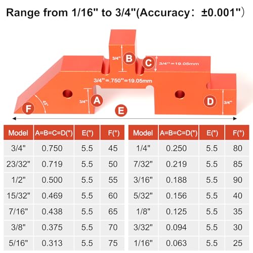 Gainneer 14 Pcs Router Table Setup Bars – Aluminum Height, Depth & Angle Gauges with 8 Angle Blocks