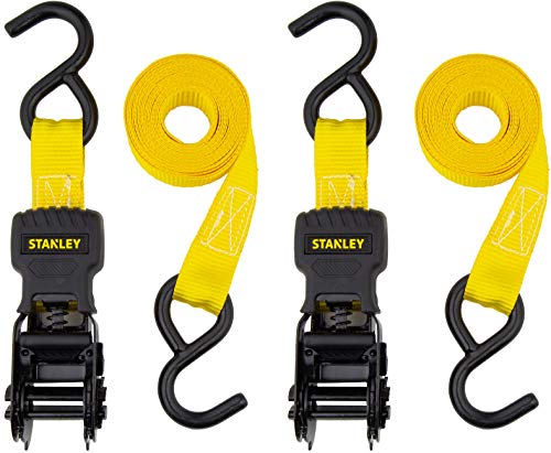 Stanley 1in x 10ft Ratchet Tie Down Straps Pack of 2, 500lb Safe Working Load