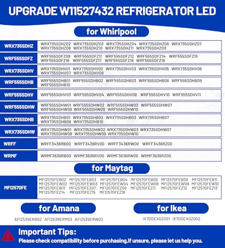 Emnrod W11527432 13in Refrigerator LED Light Replacement for Whirlpool Maytag WRX735SDHZ02/03/04/07/08/11/12/15, etc.