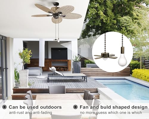 Aoprofree Bronze Ceiling Fan Pull Chain Set, 2 pcs 12in Beaded Ball Pulls