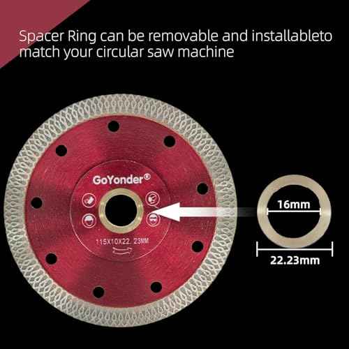 GoYonder 4 Inch Super Thin Tile Saw Blade, Diamond Blade for Angle Grinder, Dry Wet Tile Blade for Ceramic Tile, Concrete, Granite Cutting