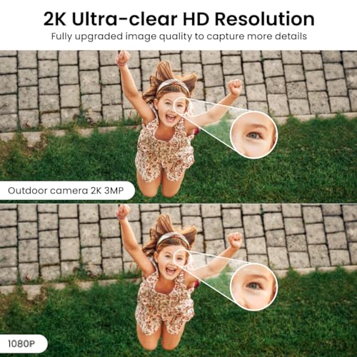 AOQEE 2K WiFi Security Cameras for Home Indoor/Outdoor - 2 Pack, Full Color Night Vision, Motion & Audio, Waterproof, Easy Install