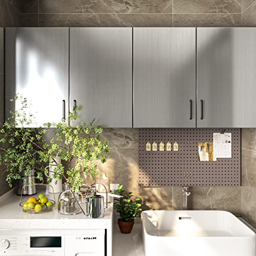 Cohoo Home Silver Stainless Steel Contact Paper Peel & Stick 17.7"x78.7" (1.48ftx6.56ft) - Self-Adhesive Metallic Wallpaper