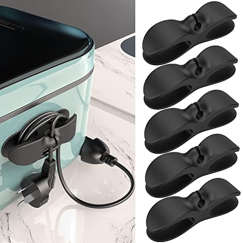 Nearockle 5Pcs Cord Organizer for Appliances - Black, Upgraded Adhesion for Kitchen Mixers & Small Appliances