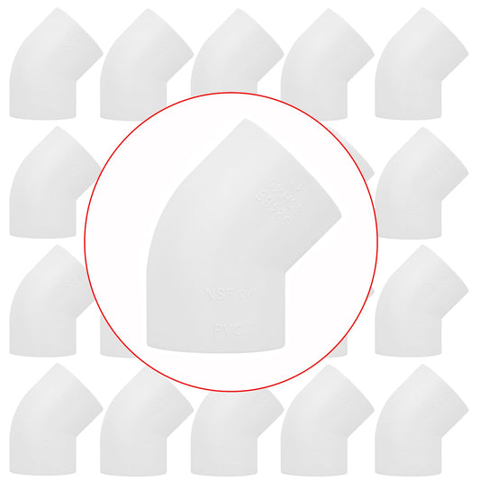 20Pack 1" 45 Degree PVC Elbow Pipe Fitting Connector (Socket x Socket) Furniture Build Grade SCH40 1 Inch 45 Degree Elbow PVC Corner Adapter for Home Sewer Plumbing Water Line