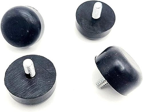 10-24 Screw in Equipment Foot Spacer Leveler 1" Round Threaded Stud Bumper Feet with #10 x 3/8" Galvanized Steel Screw for Machinery, Tools, Furniture, Outdoors, and Shop Tables (4 Pack)