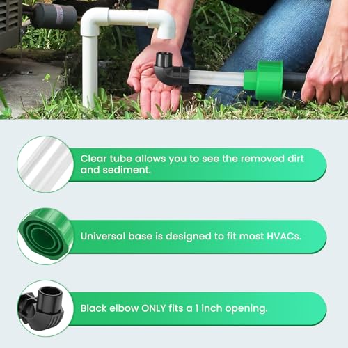 Homeslea Green AC Drain Line Unclogger Adapter - 1 Inch Pipe Cleaner Tool