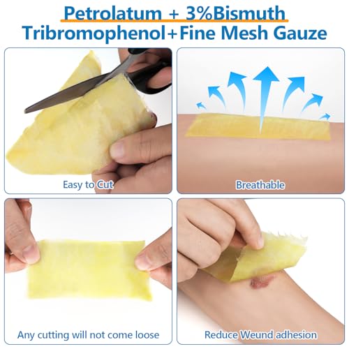 16 Pack 4x4 Inch Xeroform Petrolatum Gauze Dressings for Wound Care, Non-Adherent Mesh Pads