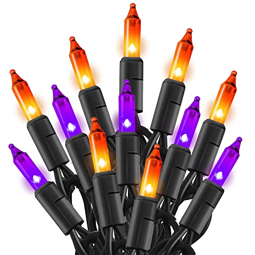 TW SHINE Purple & Orange Halloween String Lights 20FT 100 Count Waterproof Indoor Outdoor Decoration
