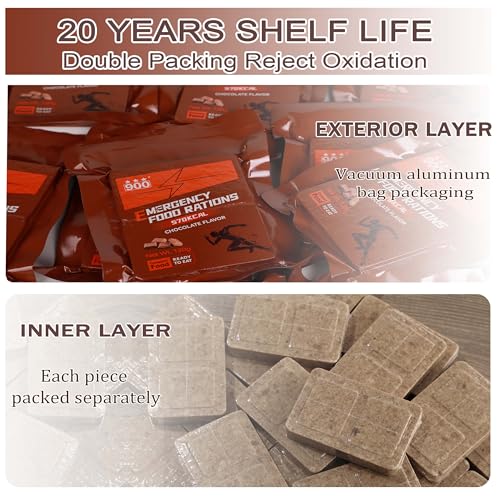 900 Emergency Food Ration Bars - Chocolate Flavor, 12 Pack, High Energy Survival Food, Long Shelf Life