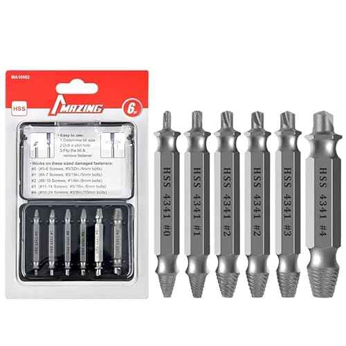 MAZING Damaged Screw Extractor Set, 6PCS Stripped Screw Grab Kit, Easy Removal of Rusty & Broken Screw, Hardware Gifts for Men Easy Out Remover and Extractor, Broken Stripped A Screw Extractor