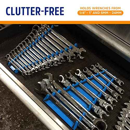 Protoco 3061 Standard Wrench Rack, 15 Piece Magnetic, Tool Organizer for Tool Box, Tool Cart or Wall Mounted, Orange