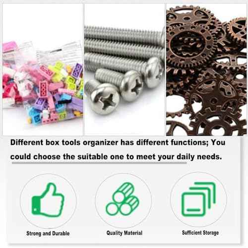 Auniwaig 2 Pcs Tool Box Tool Organizer, Plastic Hardware Box Storage for Hardware, Screws, Bolts, Nuts, Nails, Beads, Jewelry 5.12"x2.76"x0.87" Translucent