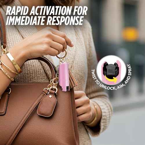 Guard Dog Security Quick Action Pepper Spray Self Defense Keychain, Maximum Strength 1.44 MC, OC Spray, 16-Foot Range, Twist-Lock Safety, Belt Clip for Easy Carry for Women and Men, Made in USA