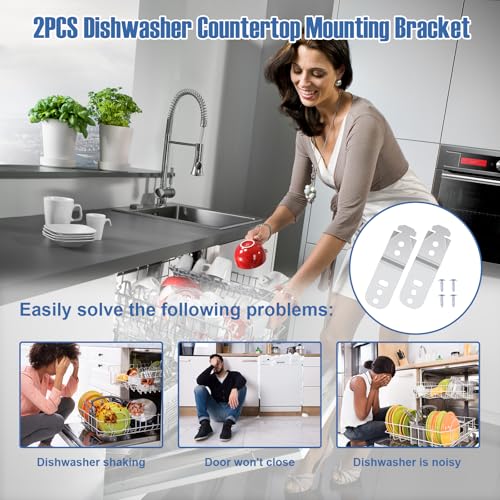 2 Pack 619985 Dishwasher Mounting Brackets for Bosch Toast-Style Dishwashers — Includes 4 Screws