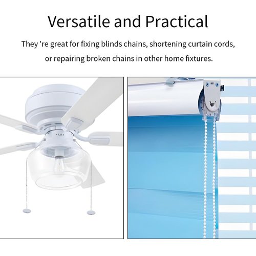 Acoeitl 30Pcs Clear Plastic Ball Chain Connectors Beaded Chains Pull Connector for Roman Rollers Blinds Cord Ceiling Fans Window Chains Shade Clip Connectors Decor Chain Repair