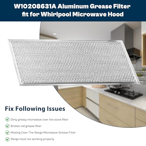 13x6 Microwave Grease Filter for Kitchenaid/Whirlpool W10208631A (2 Pack)