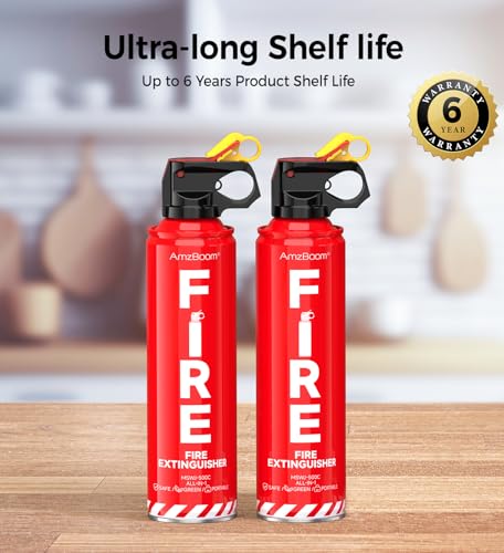 AmzBoom 2-Pack Fire Extinguishers for Home, Car, Kitchen & Grill - Eco-Friendly, Compact, Multi-Use Safety Equipment