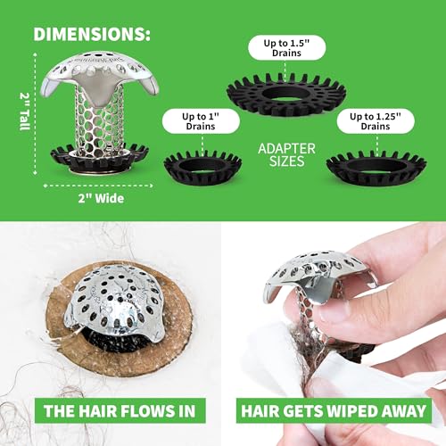 SinkShroom Ultra Bathroom Sink Drain Protector - Stainless Steel, Single