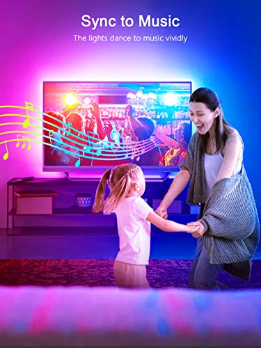 KANTUTOE Multicolor 16.4FT LED TV Backlight Strip for 45-75 Inch Smart TVs with Bluetooth App & Music Sync